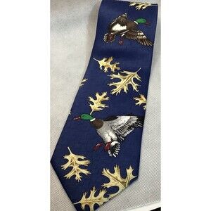 Field Wear Men’s Tie Mallard Duck Hunting Necktie Blue 57-4 Made In USA